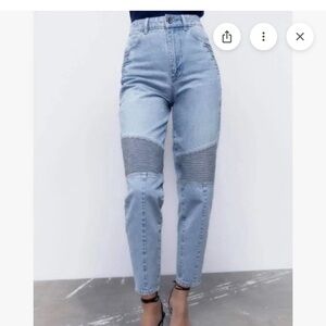 Zara Women's High Rise Motto Blue Jeans